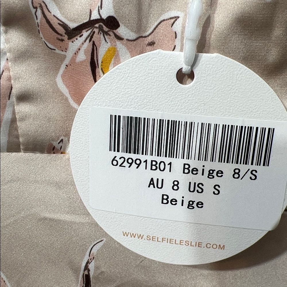 Selfie Leslie Lake Como Fitted Bodice Cami Strap Midi Dress Orchid Print Beige - Picture 8 of 9